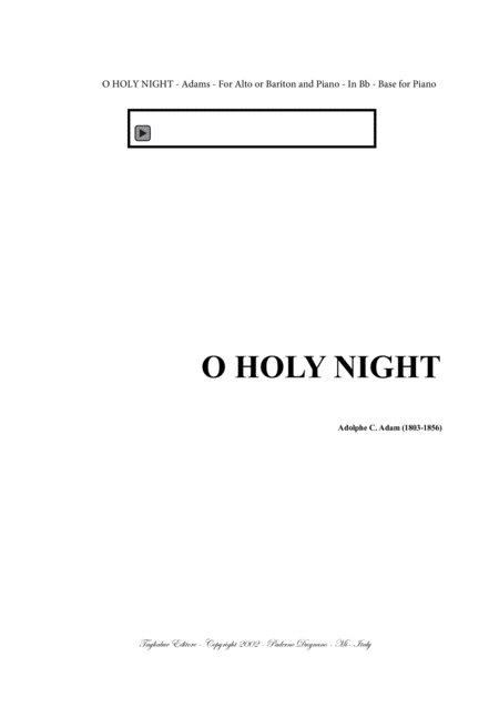 O Holy Night Adams For Alto Or Bariton And Piano In Bb With Musical Base For Piano Mp3 Embedded In Pdf File Sheet Music