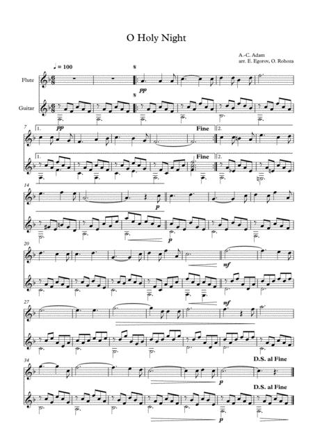 Free Sheet Music O Holy Night Adolphe Charles Adam For Flute Guitar