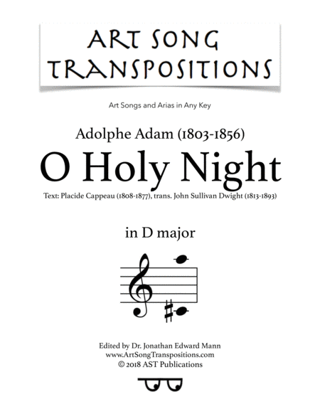 Free Sheet Music O Holy Night D Major