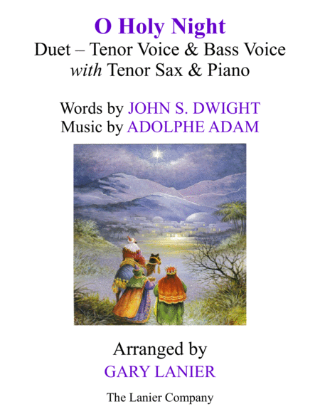 Free Sheet Music O Holy Night Duet Tenor Voice Bass Voice With Tenor Sax Piano Score Parts Included