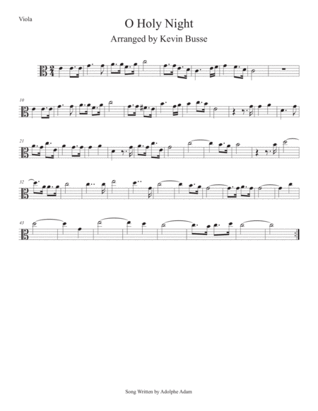Free Sheet Music O Holy Night Easy Key Of C Viola