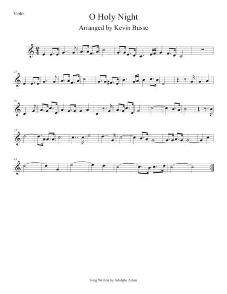 O Holy Night Easy Key Of C Violin Sheet Music