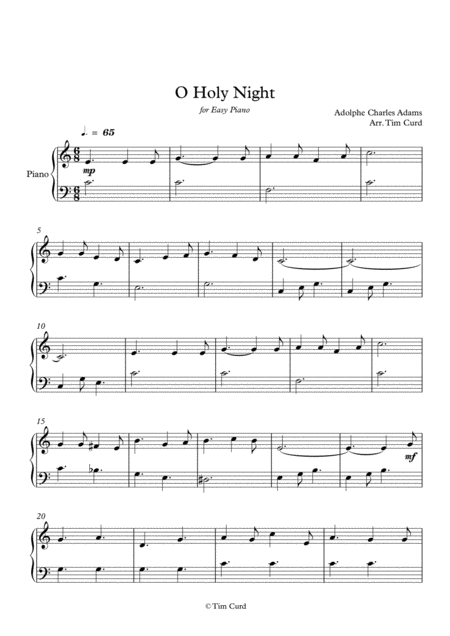 O Holy Night For Easy Piano Sheet Music