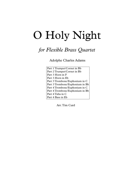 Free Sheet Music O Holy Night For Flexible Brass Quartet