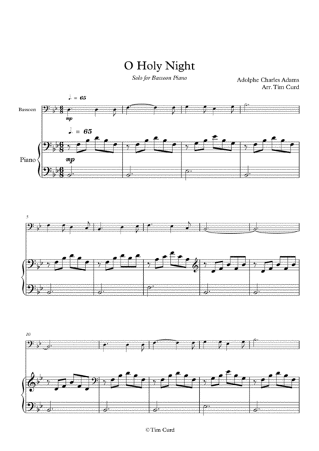 O Holy Night For Solo Bassoon And Piano Sheet Music