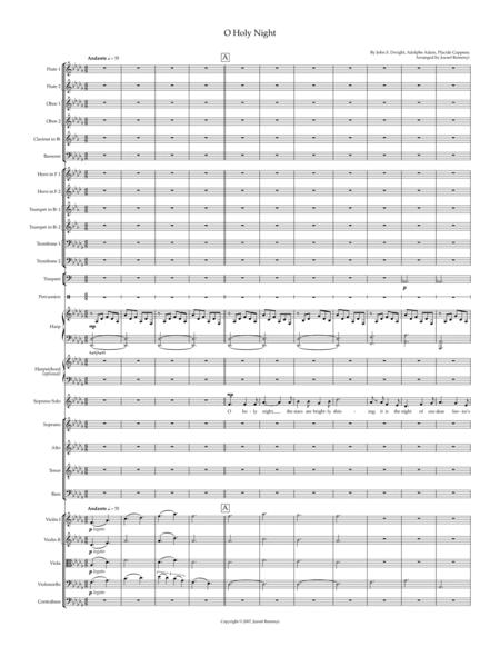 Free Sheet Music O Holy Night For Soprano Solo Choir Satb And Orchestra Tabloid Letter Version