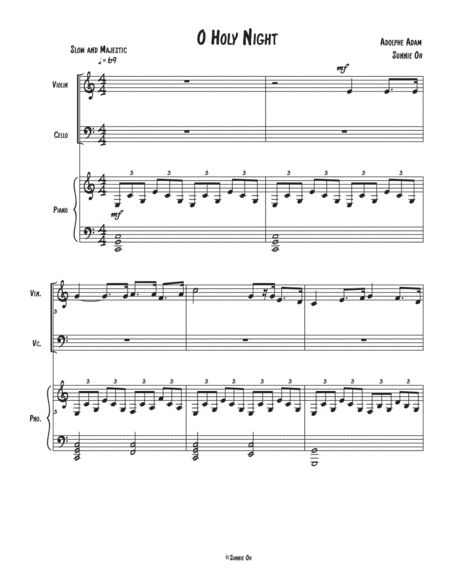 Free Sheet Music O Holy Night For Trio Violin Cello And Piano Parts Included Digital Download