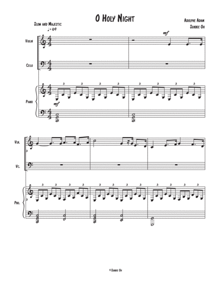 O Holy Night For Trio Violin Cello And Piano Parts Included Digital Download Sheet Music