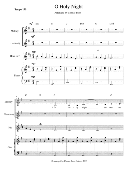 O Holy Night French Horn In F Vocal Duet And Piano Sheet Music