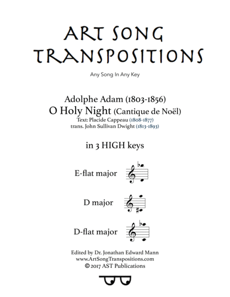 O Holy Night In 3 High Keys E Flat D D Flat Major Sheet Music