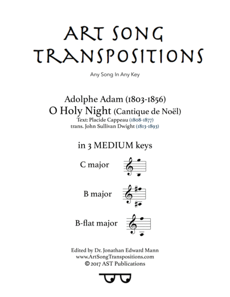 O Holy Night In 3 Medium Keys C B B Flat Major Sheet Music