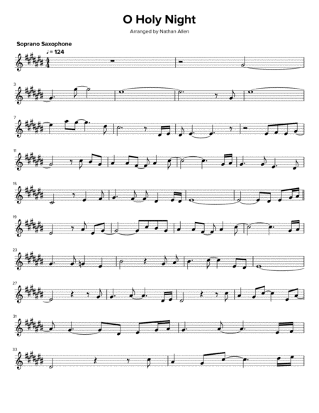 Free Sheet Music O Holy Night Soprano Saxophone