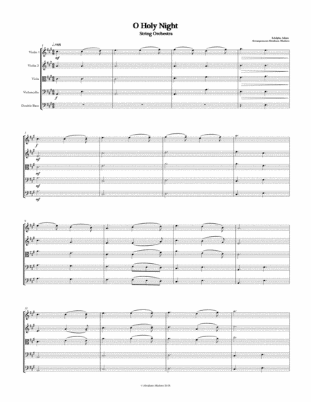 O Holy Night String Orchestra Quintet Two Tonalities Sheet Music