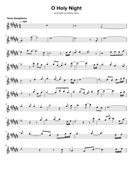 O Holy Night Tenor Saxophone Sheet Music