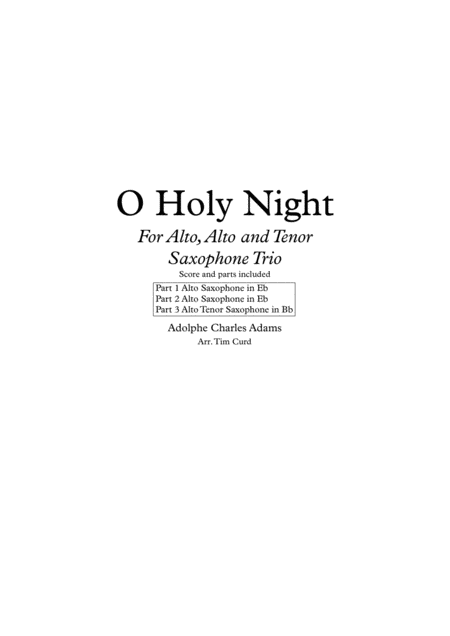 Free Sheet Music O Holy Night Trio For Alto Sax Alto Sax And Tenor Sax