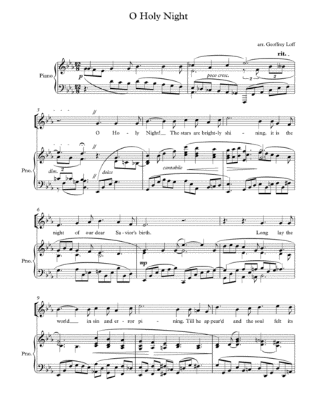 Free Sheet Music O Holy Night Voice And Piano