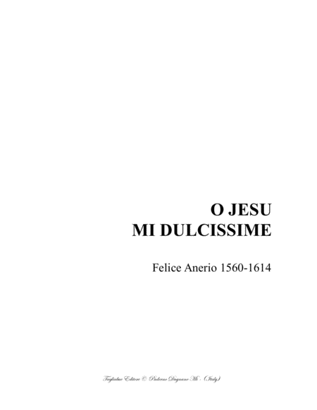 Free Sheet Music O Jesu Mi Dulcissime Anerio For Stbar Choir