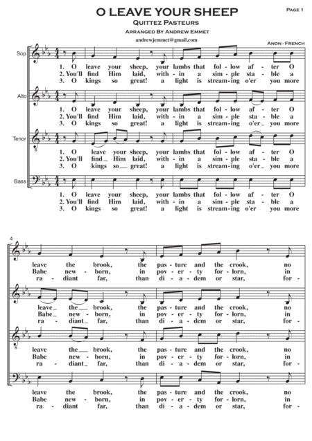 O Leave Your Sheep A Cappella Sheet Music