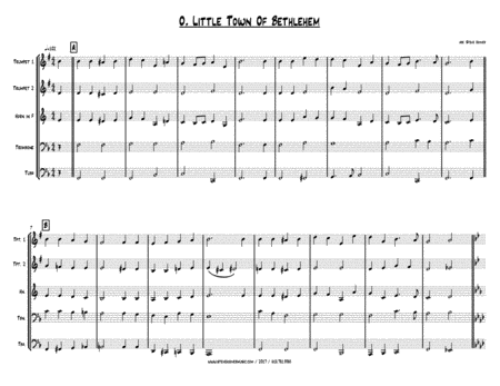 O Little Town Of Bethlehem Christmas Brass Quintet Sheet Music