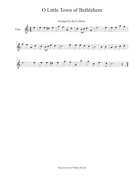 O Little Town Of Bethlehem Flute Sheet Music