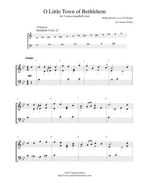 Free Sheet Music O Little Town Of Bethlehem For 2 Octave Handbell Choir