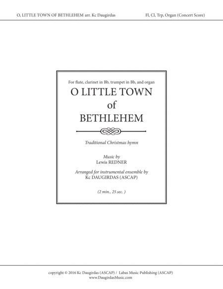 O Little Town Of Bethlehem Instrumental Score And Parts Sheet Music