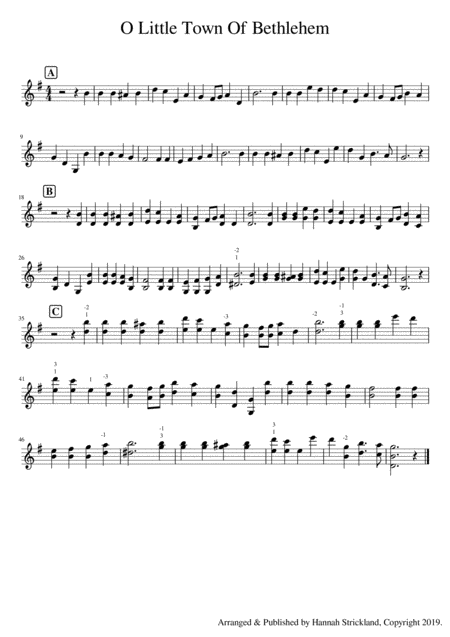 Free Sheet Music O Little Town Of Bethlehem Solo Violin