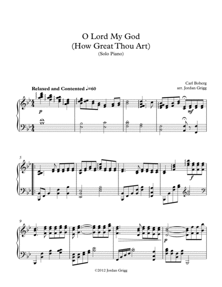 O Lord My God How Great Thou Art Solo Piano Sheet Music