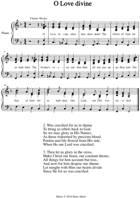 O Love Divine A New Tune To A Wonderful Wesley Hymn Sheet Music