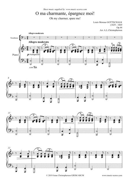 O Ma Charmante Pargnez Moi Trombone And Piano Sheet Music