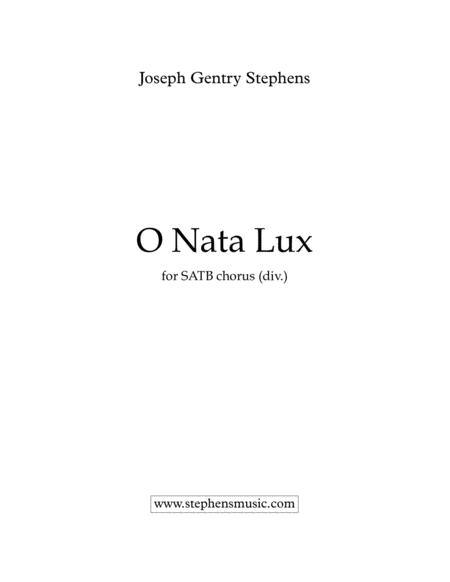 O Nata Lux Sheet Music