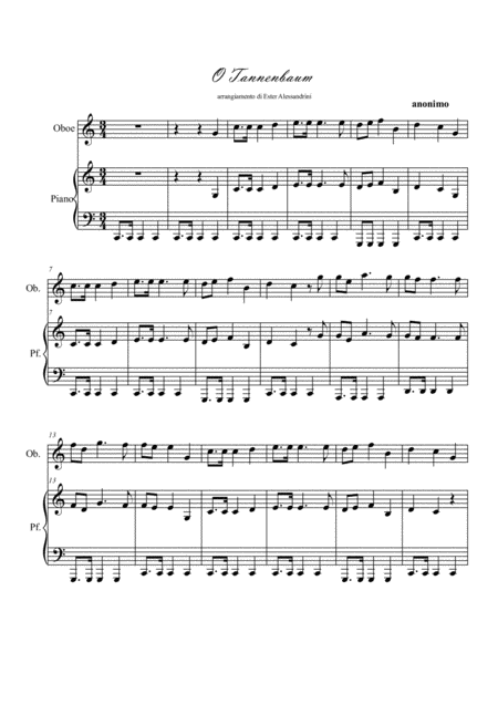 Free Sheet Music O Tannenbaum Oboe E Piano