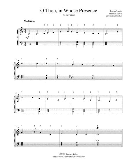 Free Sheet Music O Thou In Whose Presence For Easy Piano