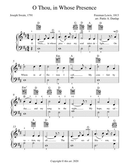 Free Sheet Music O Thou In Whose Presence