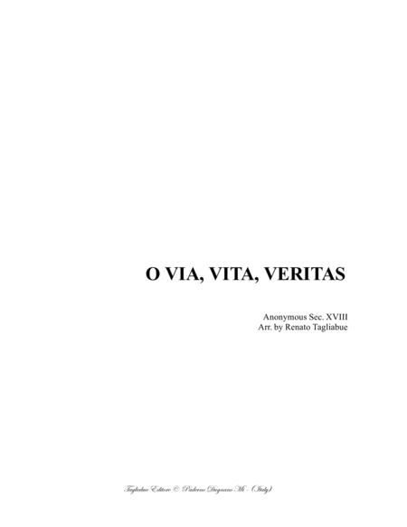 Free Sheet Music O Via Vita Veritas Arr For Satb Choir And Organ
