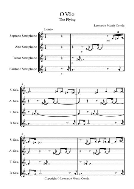 Free Sheet Music O Vo The Flying For Saxophone Quartet