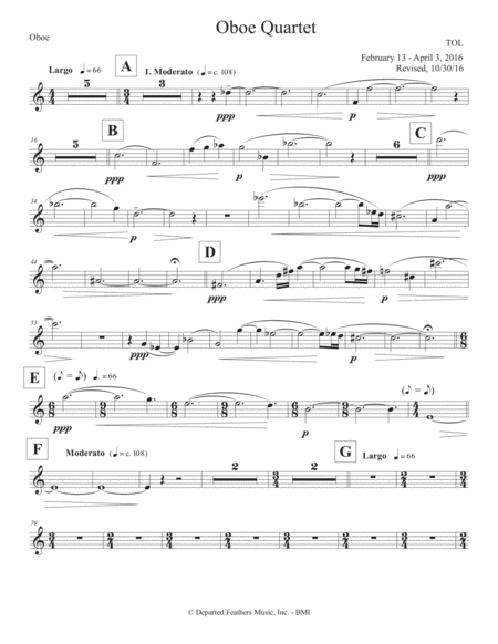 Free Sheet Music Oboe Quartet 2016 Oboe Part