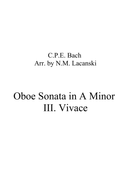 Free Sheet Music Oboe Sonata In A Minor Iii Vivace