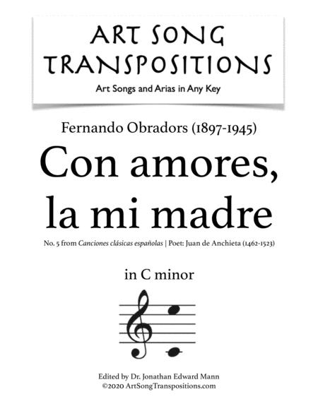 Free Sheet Music Obradors Con Amores La Mi Madre C Minor