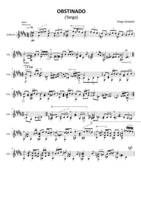 Obstinado Tango Sheet Music