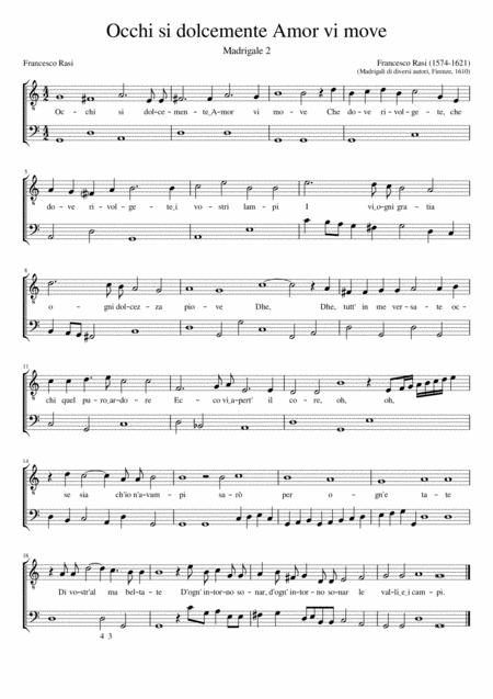 Occhi Si Dolcemente Amor Vi Move Sheet Music