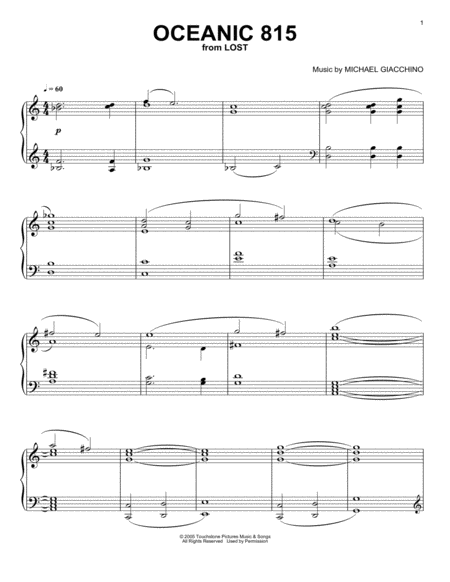 Oceanic 815 From Lost Sheet Music