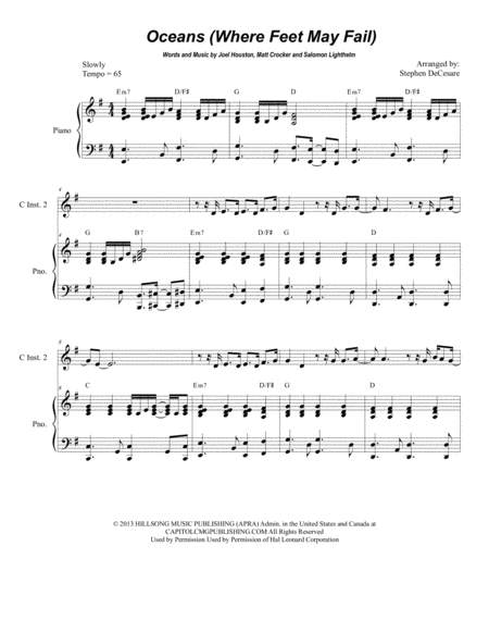 Oceans Where Feet May Fail Duet For C Instruments Sheet Music