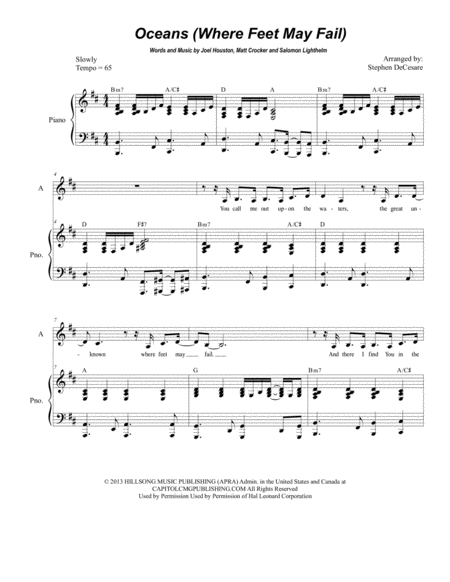 Oceans Where Feet May Fail For 2 Part Choir Sa Sheet Music