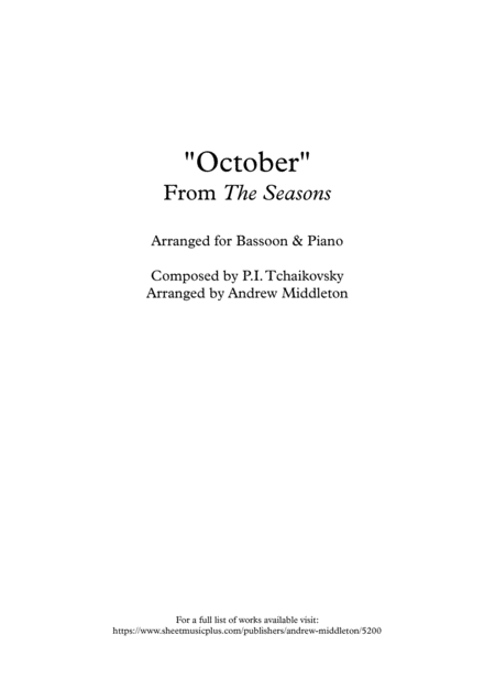 October From The Seasons Arranged For Bassoon And Piano Sheet Music