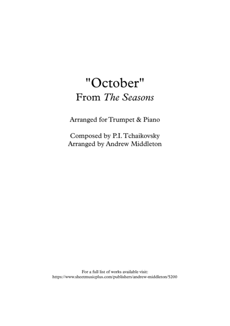 October From The Seasons Arranged For Trumpet And Piano Sheet Music