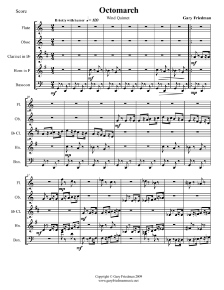 Octomarch Wind Quintet Version Sheet Music