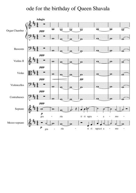 Ode For The Birthday Of Queen Shavala Sheet Music