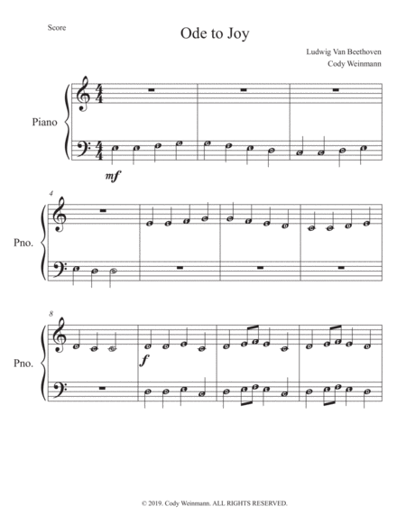 Free Sheet Music Ode To Joy Easy Piano 2