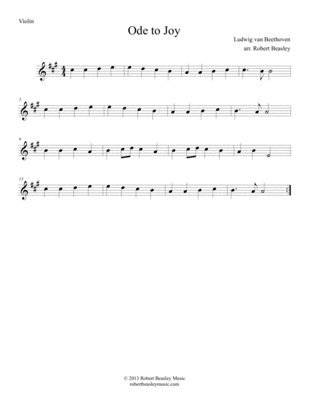 Free Sheet Music Ode To Joy Easy Violin W Piano Accomp